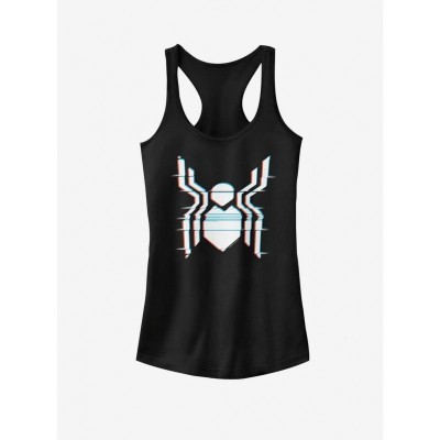 Marvel Far From Home Glitch Logo Girls Cotton Tank Top - Black