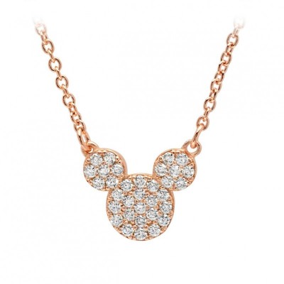 CRISLU Sparkling Mickey Mouse Icon Necklace in Rose Gold for Women