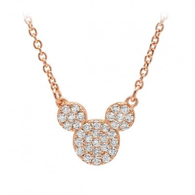 CRISLU Sparkling Mickey Mouse Icon Necklace in Rose Gold for Women