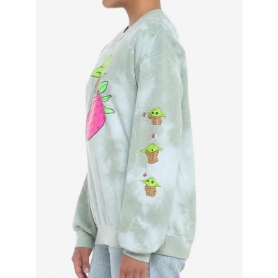 Star Wars Grogu Strawberry Tie-Dye Girls Sweatshirt