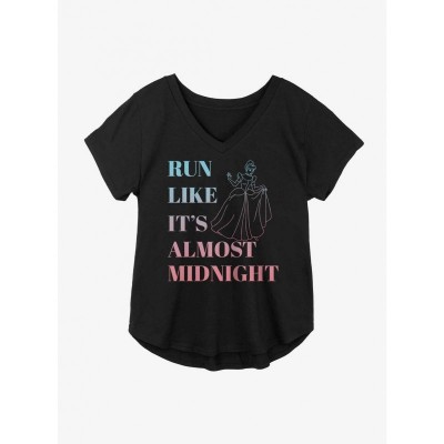 Disney Plus Size V-Neck Cinderella T-Shirt for Girls - Midnight Black