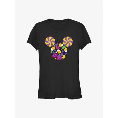 Disney Girls T-Shirt with Mickey Mouse Candy Head Design - Black