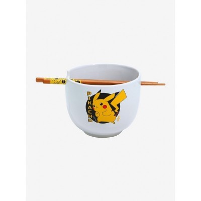 Pokemon Pikachu Ceramic Ramen Bowl with Lightning Chopsticks