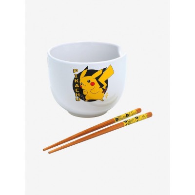 Pokemon Pikachu Ceramic Ramen Bowl with Lightning Chopsticks