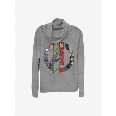Marvel Girls Cowl Neck Sweatshirt - Avengers Grey Top