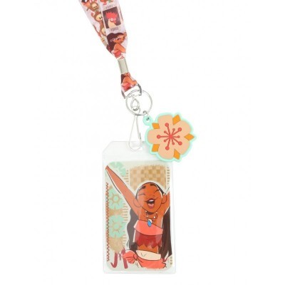 Loungefly Moana Character Print Lanyard with Rubber Flower Charm