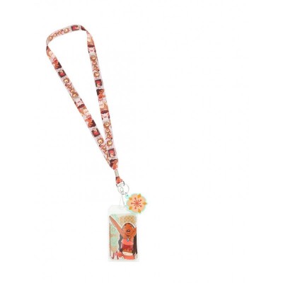 Loungefly Moana Character Print Lanyard with Rubber Flower Charm