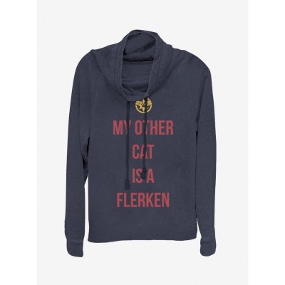 Captain Marvel Inspired Lightweight Cowl Neck Sweatshirt for Girls - Blue