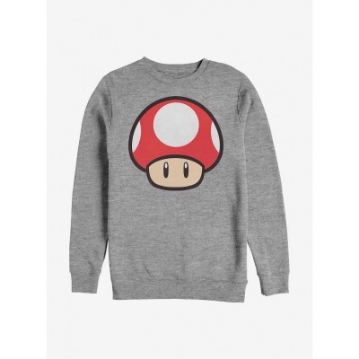 Nintendo Men's Grey Power-Up Mario Crewneck Sweatshirt