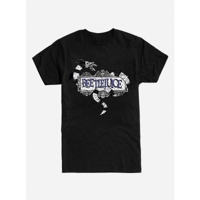 Beetlejuice Snake Design Men's Cotton T-Shirt - Black