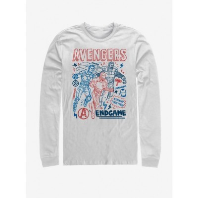 Marvel Earth's Mightiest Heroes Avengers Endgame Long Sleeve T-Shirt - White Men's Cotton Tee