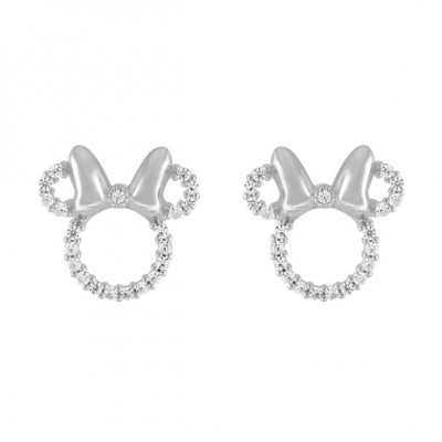 Minnie Mouse Earrings Sterling Silver with Cubic Zirconia by Rebecca Hook