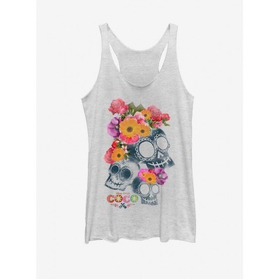 Disney Pixar Coco Floral Skeleton Women's Tank Top - White