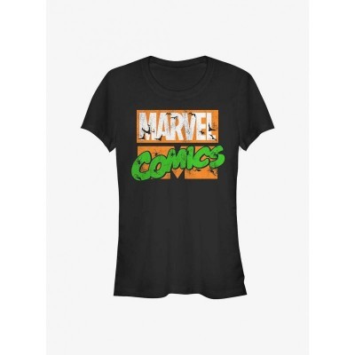 Marvel Girls Spooky Logo Tee - Junior Size BLACK