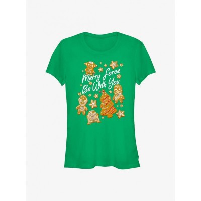 Merry Force Be With You Star Wars T-Shirt for Girls - Green