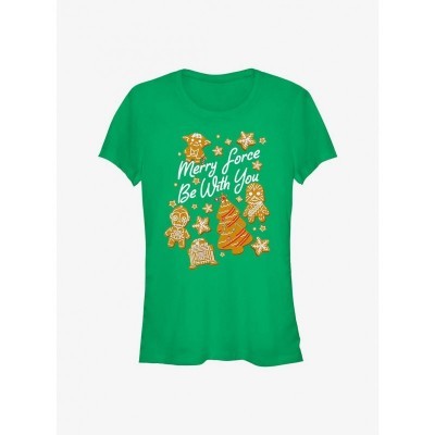 Merry Force Be With You Star Wars T-Shirt for Girls - Green