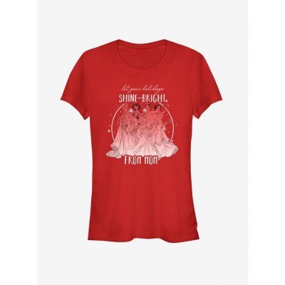 Disney Princess Shining Bright Holiday Tee for Girls - Red