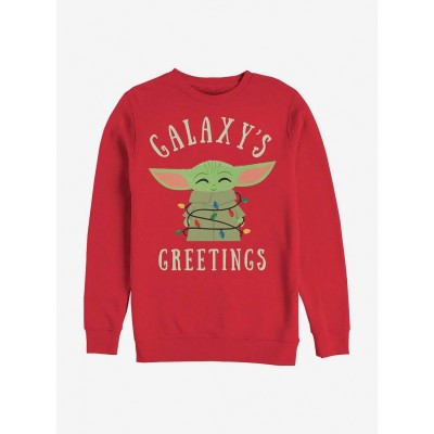 Mandalorian Child Christmas Lights Crew Sweatshirt - RED Men's