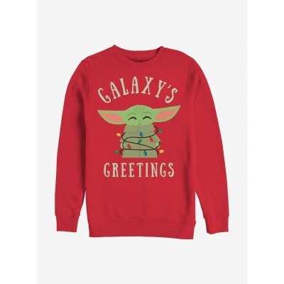 Mandalorian Child Christmas Lights Crew Sweatshirt - RED Men's