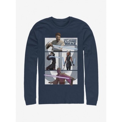 Star Wars Clone Wars Jedi T-Shirt - Men's Long Sleeve - Blue