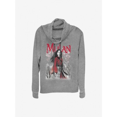 Disney Mulan Inspired Grey Long-Sleeve Cowl Neck Top for Girls