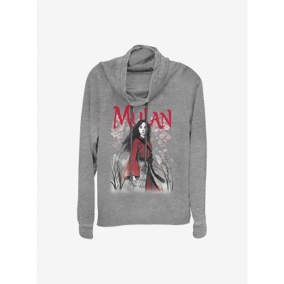 Disney Mulan Inspired Grey Long-Sleeve Cowl Neck Top for Girls