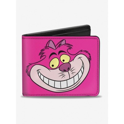 Disney Men's Premium Vegan Leather Cheshire Cat Bi-Fold Wallet