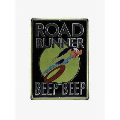 Looney Tunes Road Runner Black Die-Cut Embracing Tin Sign