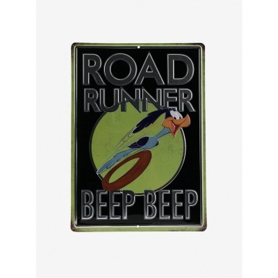 Looney Tunes Road Runner Black Die-Cut Embracing Tin Sign