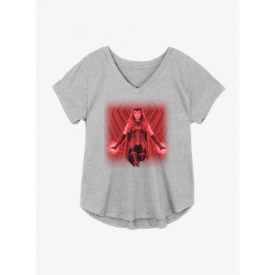 Marvel Scarlet Witch Power V-Neck T-Shirt - Grey Plus Size for Girls