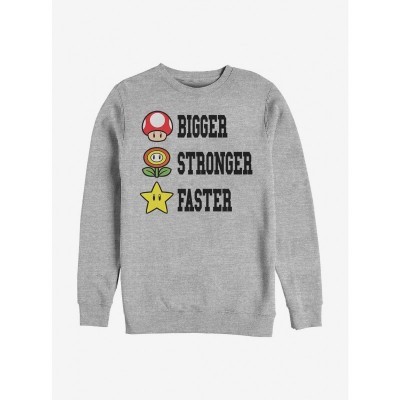 Nintendo Men's Grey Extra Power Crew Sweatshirt