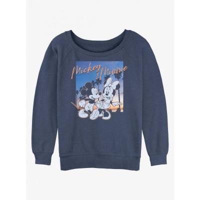 Disney Girls Lightweight Blue Mickey Mouse California Sunset Sweatshirt