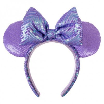 Lavender Minnie Mouse Sparkle Ear Headband for Women – Soft and Shiny Sequins