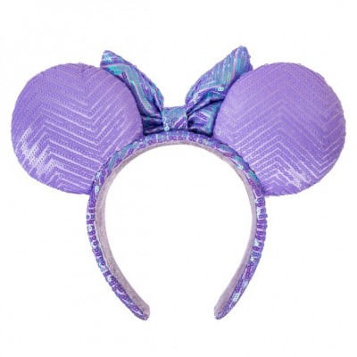 Lavender Minnie Mouse Sparkle Ear Headband for Women – Soft and Shiny Sequins
