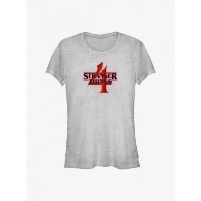 Stranger Things S04 Logo Lightweight Grey T-Shirt for Girls