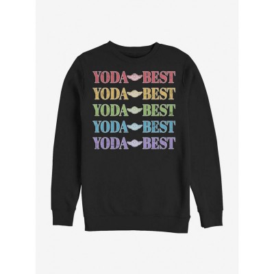Star Wars Yoda Rainbow Crewneck Sweatshirt for Men - Black