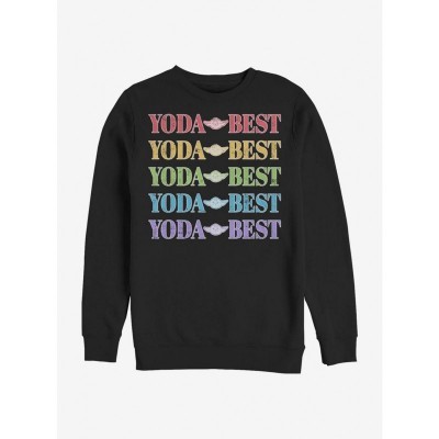Star Wars Yoda Rainbow Crewneck Sweatshirt for Men - Black