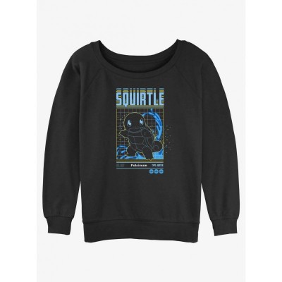 Pokemon Squirtle Graphic Slouchy Sweatshirt - Junior Black