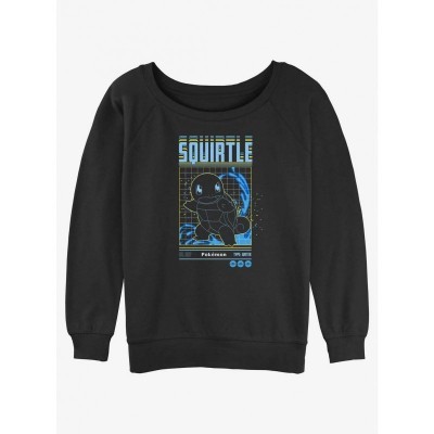 Pokemon Squirtle Graphic Slouchy Sweatshirt - Junior Black