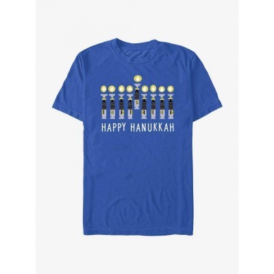 Star Wars Blue Hanukkah Lightsaber T-Shirt for Men