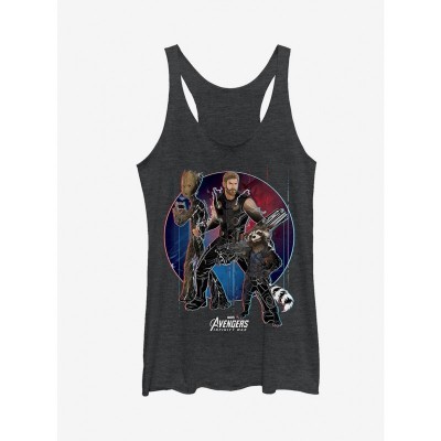 Marvel Avengers: Infinity War Women's Racerback Tank Top - Thor and Rocket BFF Club - Black