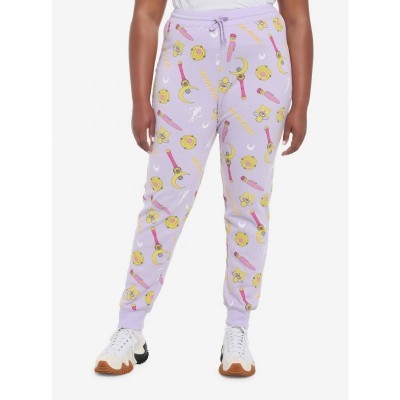 Sailor Moon Lavender Print Plus Size Girls Jogger Sweatpants