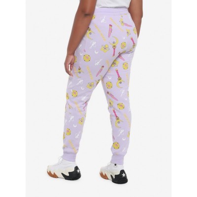 Sailor Moon Lavender Print Plus Size Girls Jogger Sweatpants