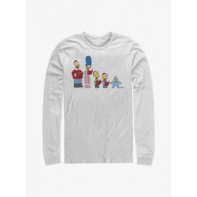 Simpsons Family Carols Men's White Long Sleeve T-Shirt
