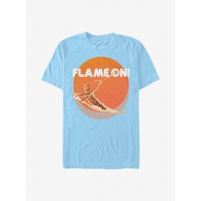 Marvel Retro Fantastic Four Flame T-Shirt - Men's Blue