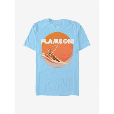 Marvel Retro Fantastic Four Flame T-Shirt - Men's Blue