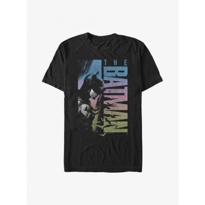 Batman Rainbow Poster T-Shirt for Men - DC Comics Design in Black