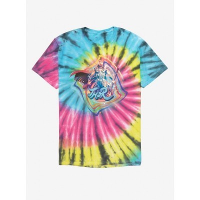 Marvel Thor Love and Thunder Vintage Rainbow Tie-Dye T-Shirt for Men