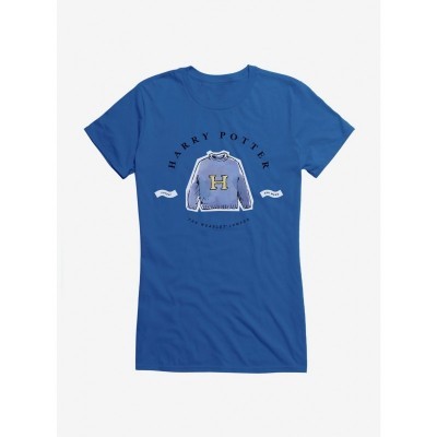 Harry Potter Inspired Watercolor Weasley Jumper T-Shirt for Girls - Blue