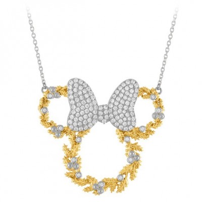 Minnie Mouse Snowflake Necklace by Rebecca Hook, Sterling Silver with Goldtone Snowflakes